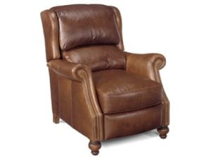 Brown leather recliner arm chair