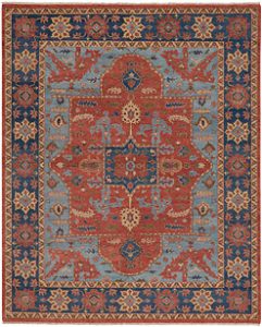classic blue, orange, and yellow oriental rug