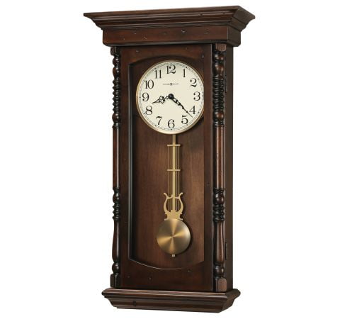 Howard Miller dark wood and gold wall hanging clock