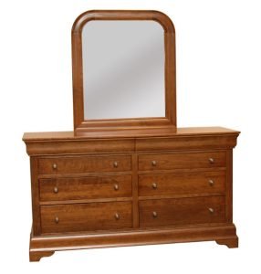 Yutzy wooden 6 drawer dresser with attached dresser mirror