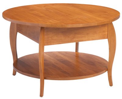 Leister round coffee table with storage space below
