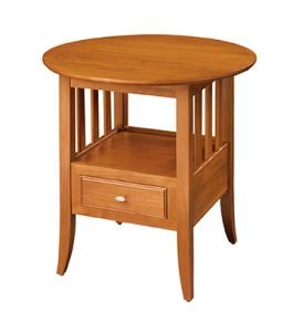 Leisters round side table with storage space and one drawer