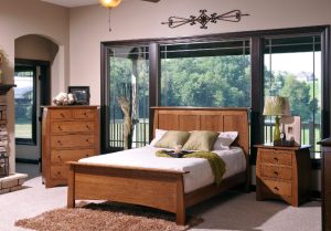 Yutzy bedroom set with side table, bedframe, and tall 6 drawer dresser