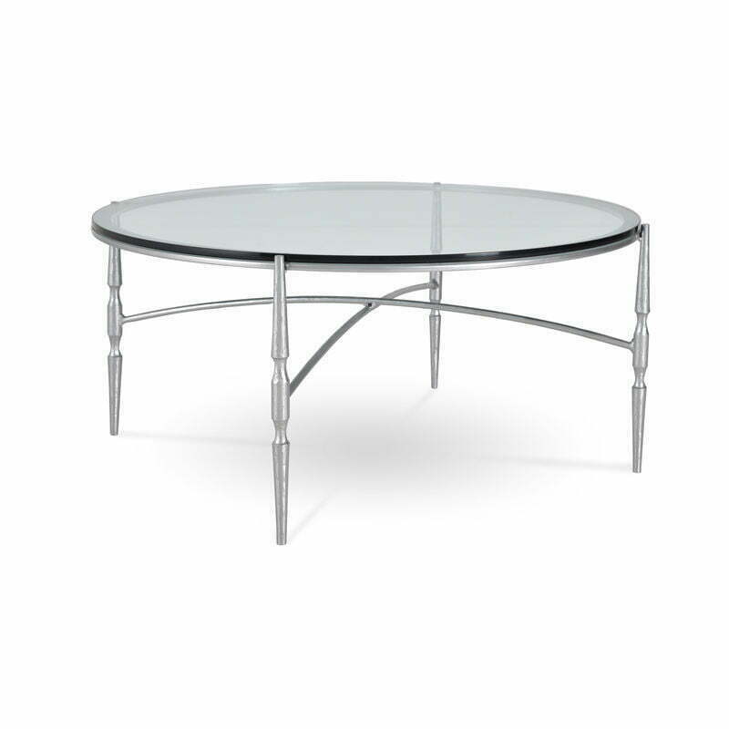 Charleston glass coffee table with silver legs