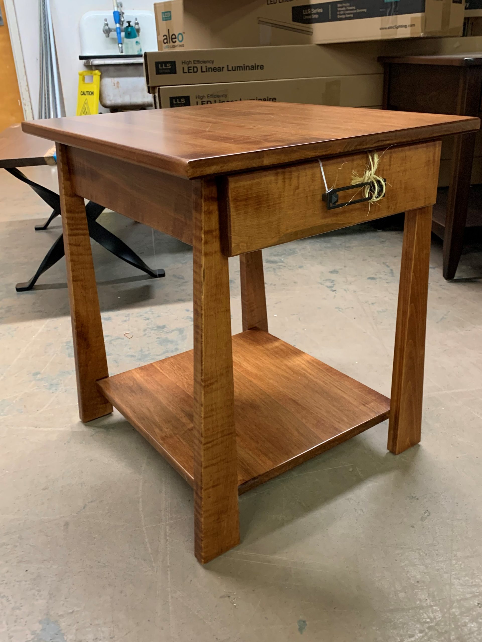 Simple maple end table with drawer