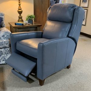 Light blue leather reclining arm chair