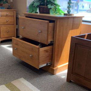 Archbold short two drawer dresser with silver drawer handles