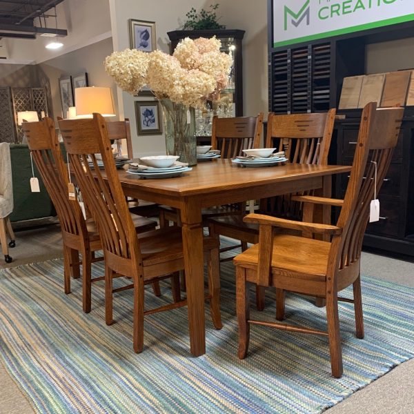 #Shaker style ext. table & 6 chairs as shown, solid oak, Amish built by MAVIN