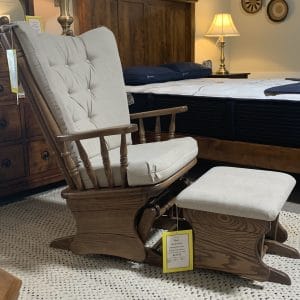 #95.43U Glider & Ottoman, Amish built by Zimmerman
