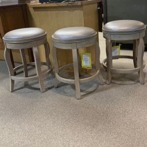 Set of 3 #BKL-6814 swivel counter stools, leather seats, Amish built by Mavin