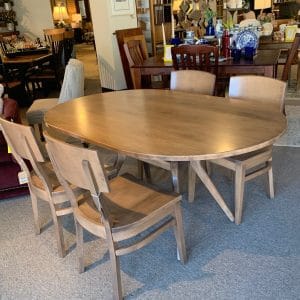 #Oval Trestle table & 4 chairs as shown, solid maple, Amish built by MAVIN