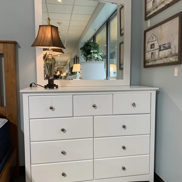 white dresser with matching mirror