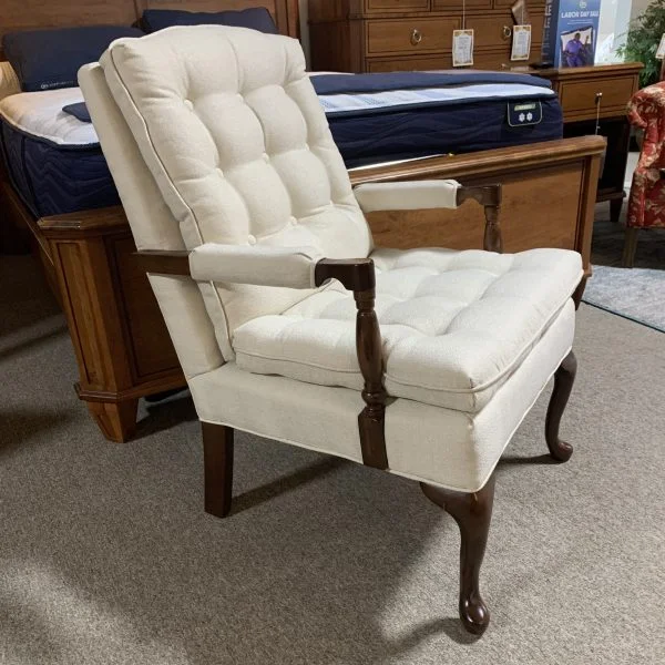 #230 Petit Upholstered Arm Chair, choice of fabric & finish, Quality built by Friendship Upholstery